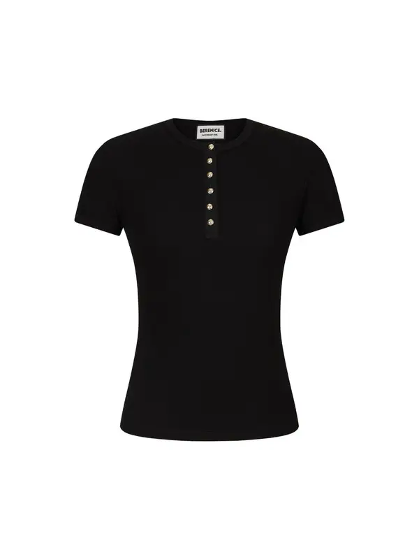 Round-Neck T-Shirt with Buttons