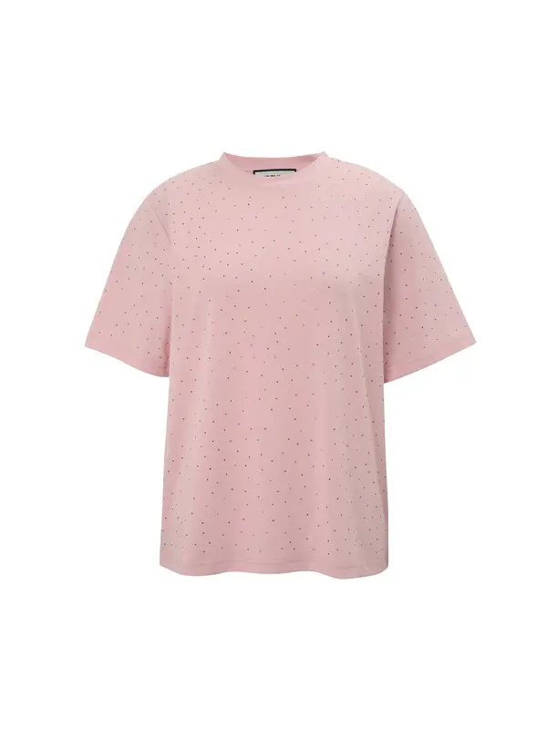 Short Sleeve T-shirt with Rhinestones
