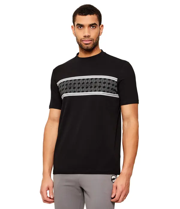 Crew Neck Monogram Chest-Band Graphic T-Shirt