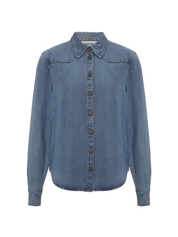 Long-Sleeve Shirt With Flower Buttons