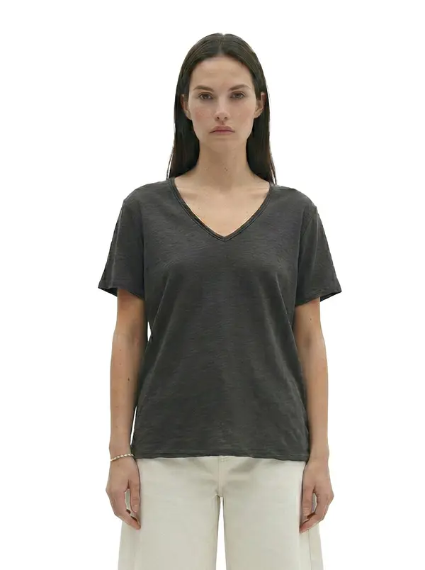 Linen T-Shirt With Rhinestone Wings On The Back