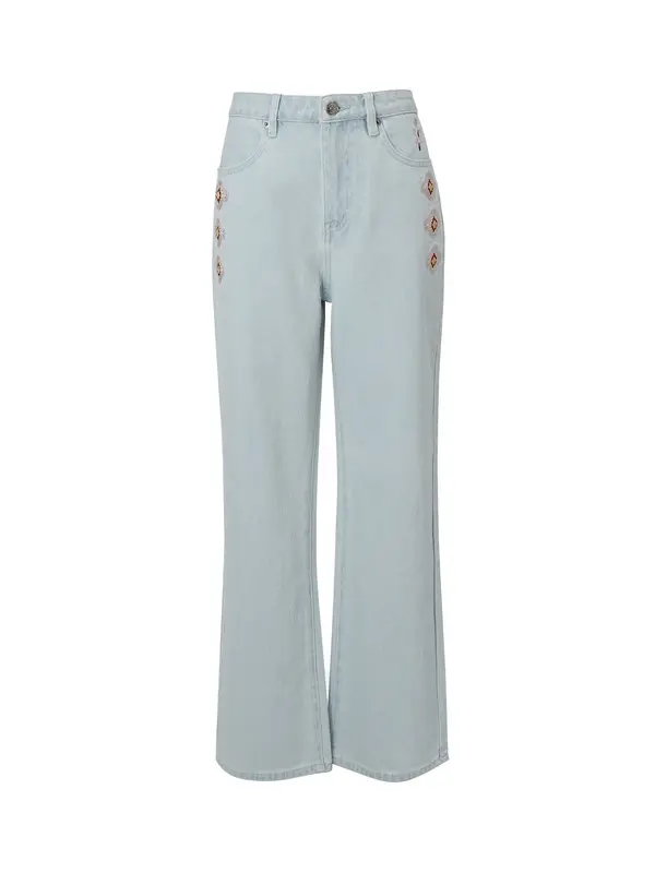 Straight Jeans With Embroidery