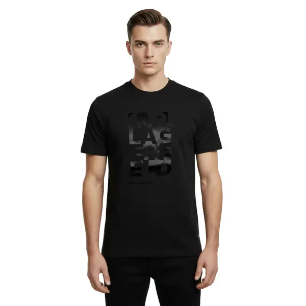 Cotton T-shirt with Tonal Liquid-Effect Branding