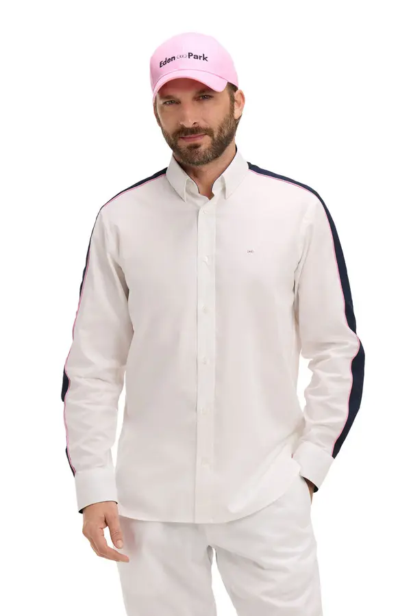 Pinpoint Cotton Shirt With Back Embroidery