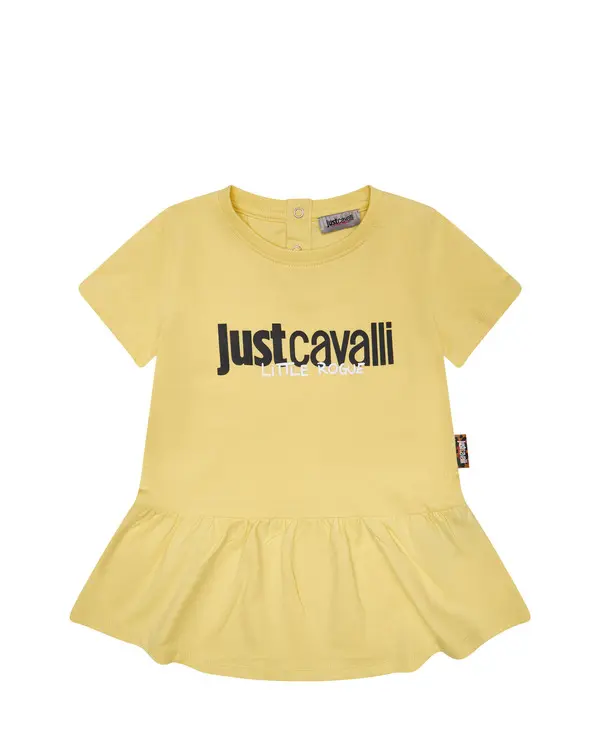 Logo Ruffle Hem Short Sleeve Dress