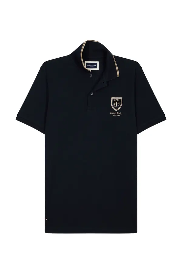 Cotton Piqué Short-Sleeve Polo With EP Crest