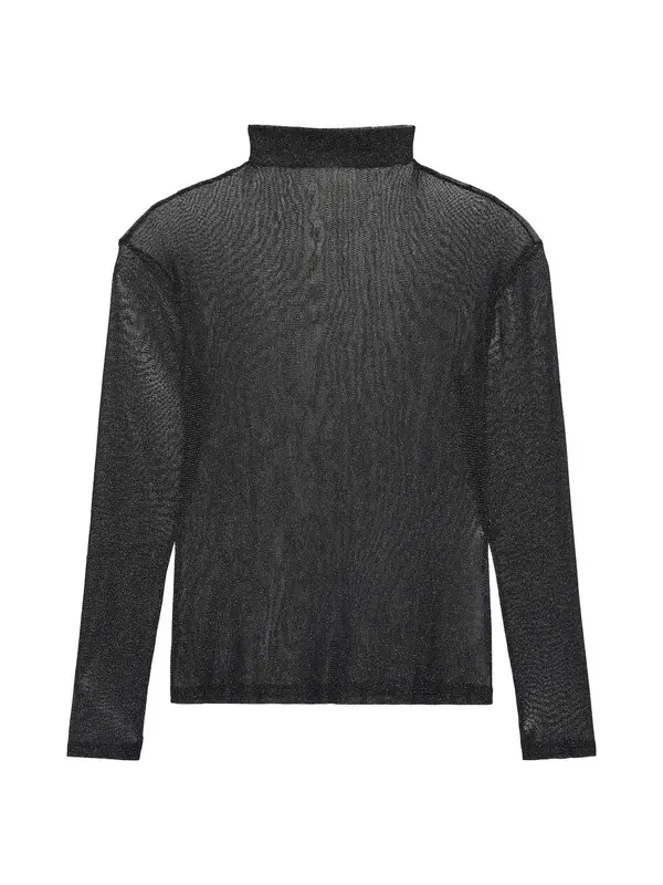 Shimmer Sheer Turtleneck Top