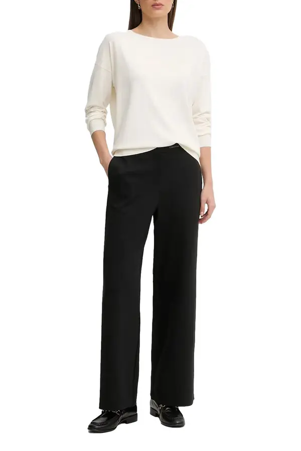 Ponte Logo Waistband Wide-Leg Pants