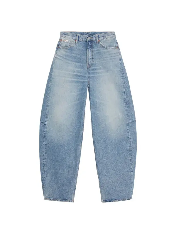 High Rise Barrel Jeans with Square Pocket