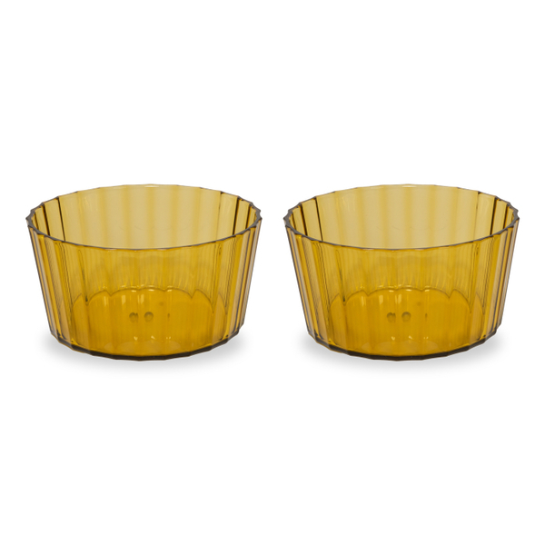 Set Of 2 - Acrylic Bowls Capacity 490 Ml Amber