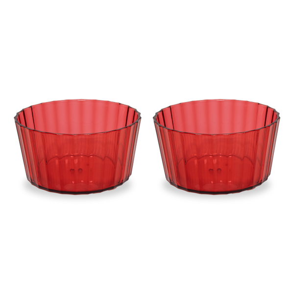 Set Of 2 - Acrylic Bowls Capacity: 490 Ml Red