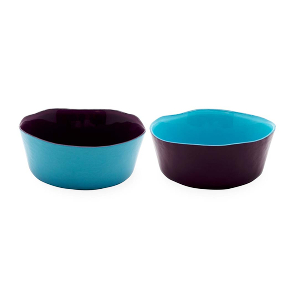 Set Of 2 - Glass Bowls Diameter 16 Cm Burgundy