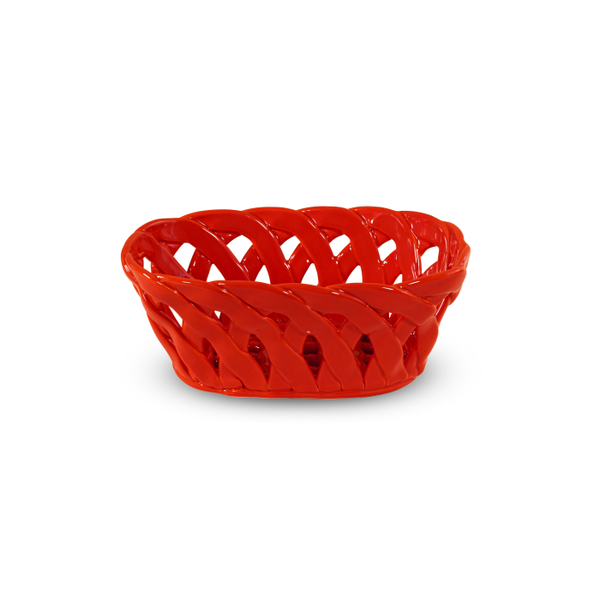 Stoneware Centerpiece Basket Red