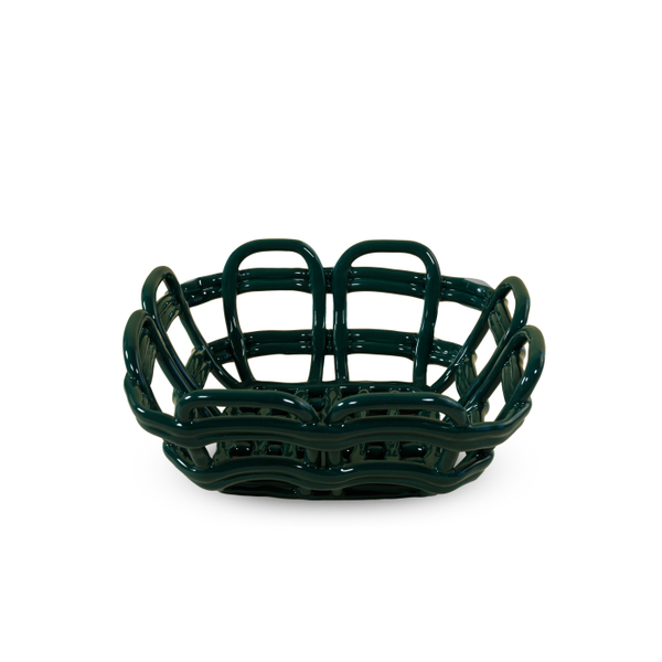 Stoneware Centerpiece Basket Green Image