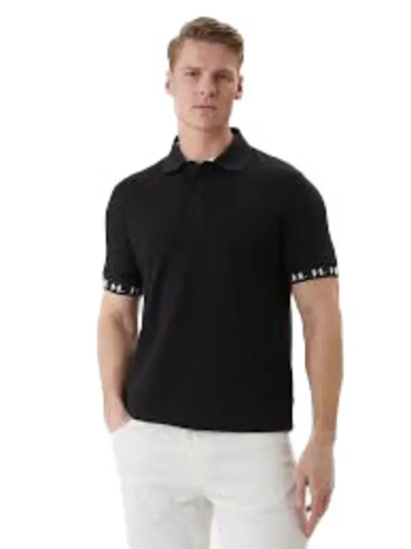 Short Sleeve Polo Shirt with Logo-Taped Cuffs