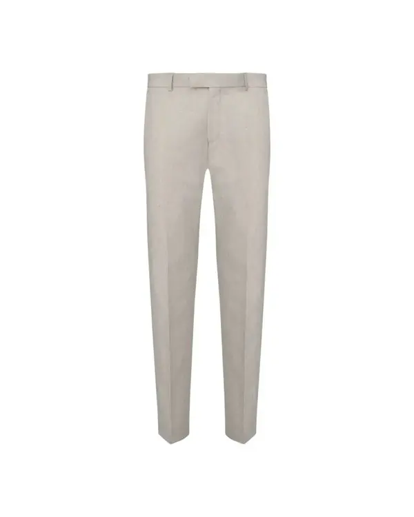 Tailored Flat-Front Trousers with Textured Finish