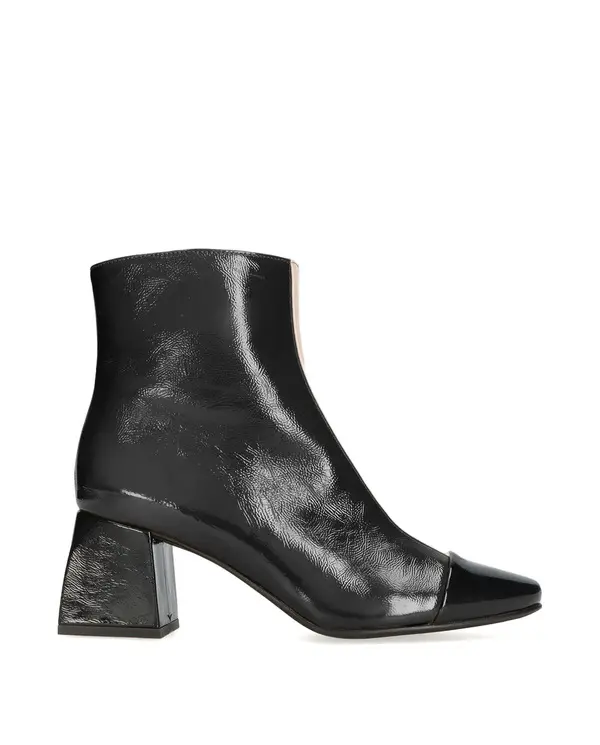 Block Patent Ankle Boot with Contrast Toe and Heel