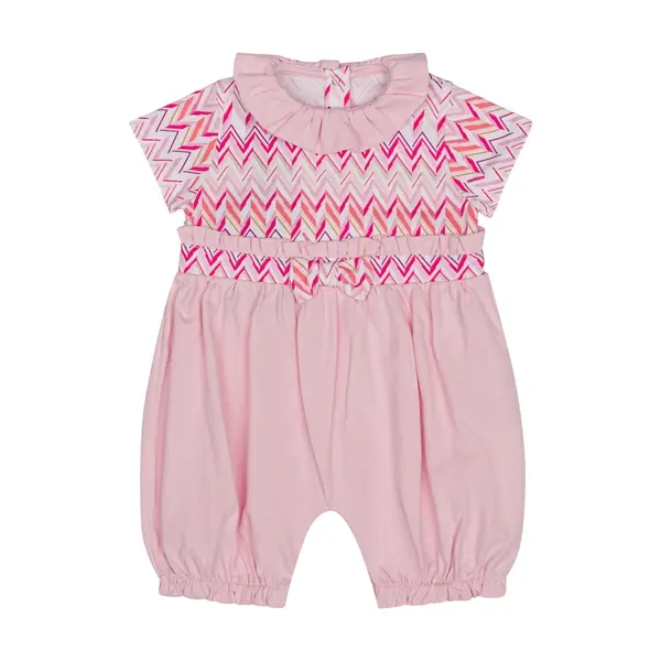 Zig-Zag Print Romper with Peter Pan Collar