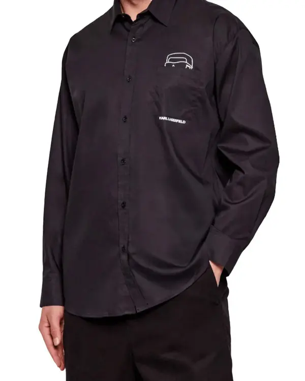 Long-Sleeve Button-Down with Graphic Pocket Detail