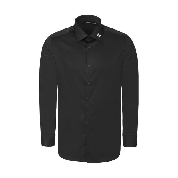 Plain Long Sleeve Shirt with Embroidered KL Collar Logo