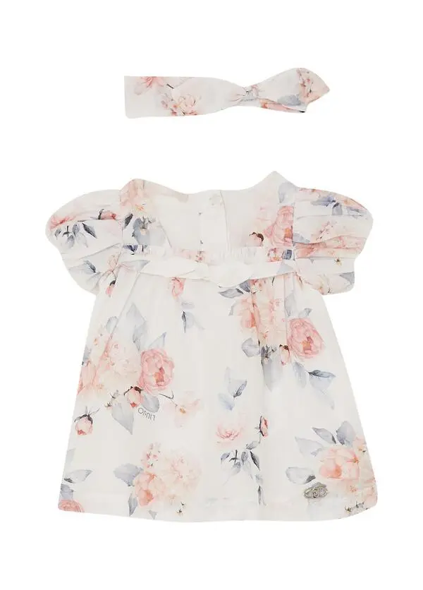 Floral Short Sleeve Dress with Headband Set
