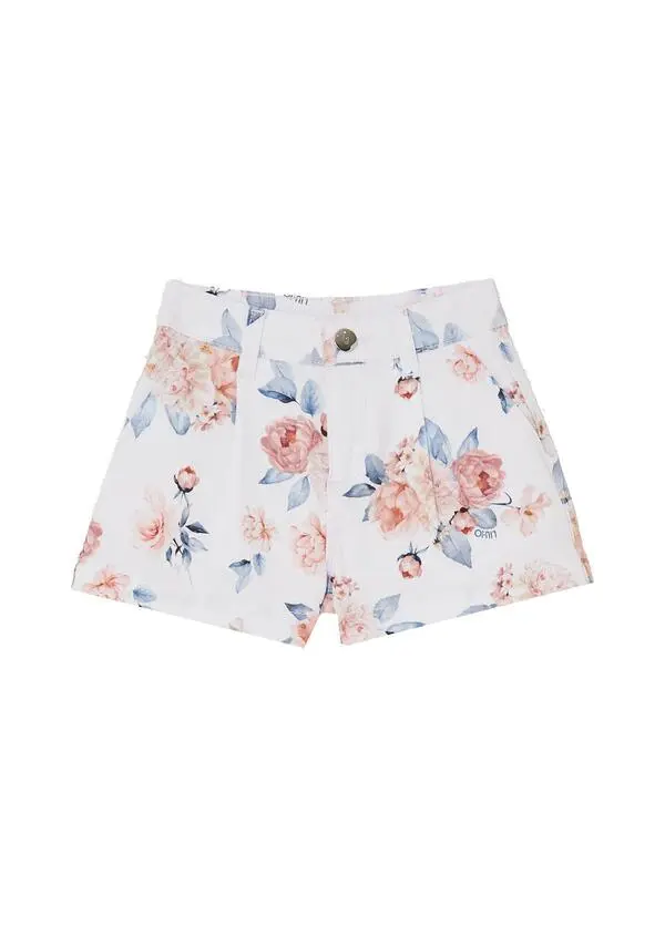 Classic Fit Floral Patterned Denim Shorts