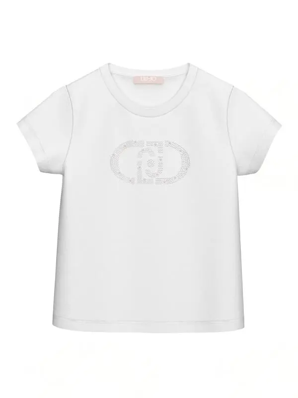 Kids Girls Short Sleeve Jersey Top with Embellished Logo Graphic