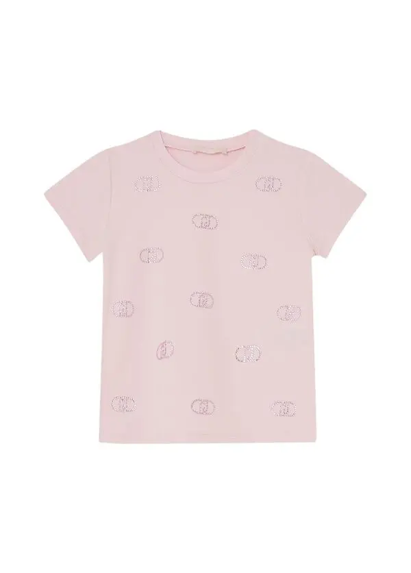 Monogram Studded Cotton Short Sleeve T-Shirt