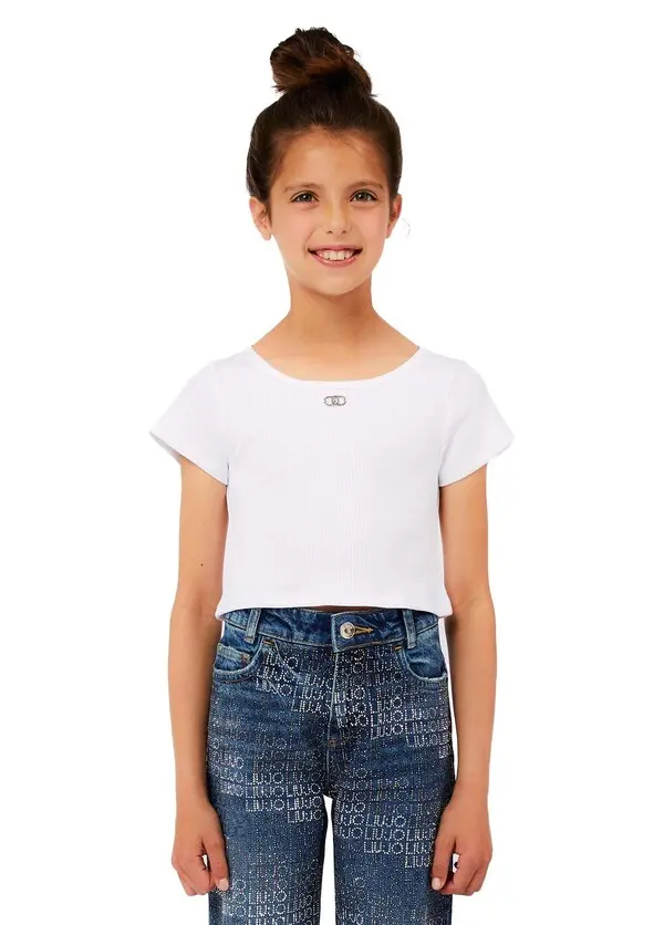 Ribbed Crop Top with Back Cut-Out and Twist