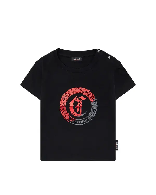 Short Sleeve Tshirt with Circular Snake Graphic