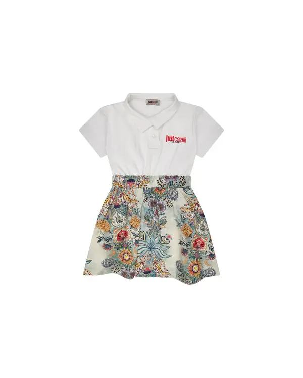 Polo Dress with Mythical Tiger Print Skirt