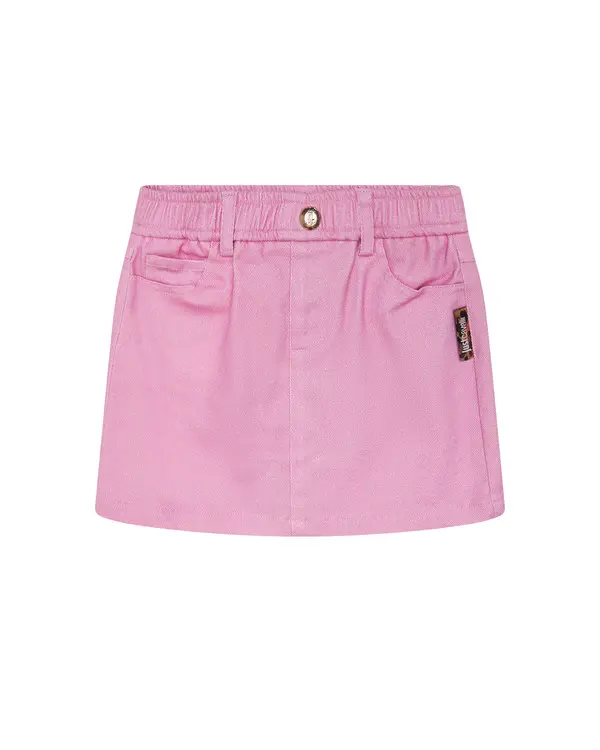 Denim Mini Skirt with Monogram Embroidery