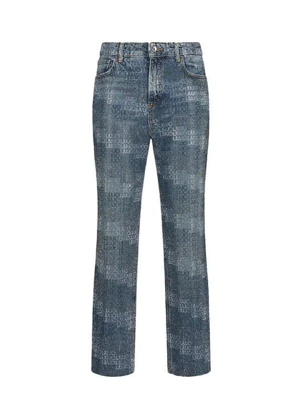Straight-leg Jeans with Rhinestones