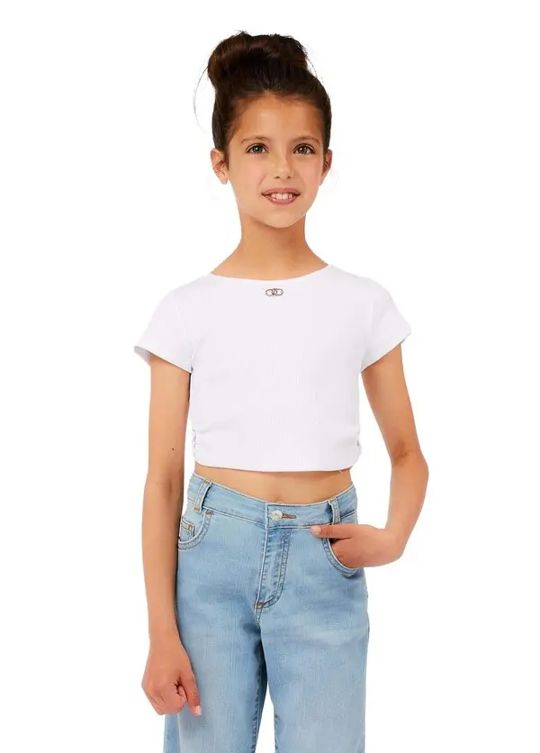 Kids Girls Ribbed Fitted Crop Top