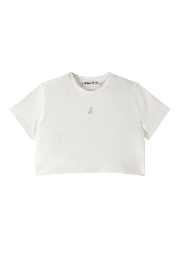 Cropped Short Sleeve T-Shirt with Fly Logo