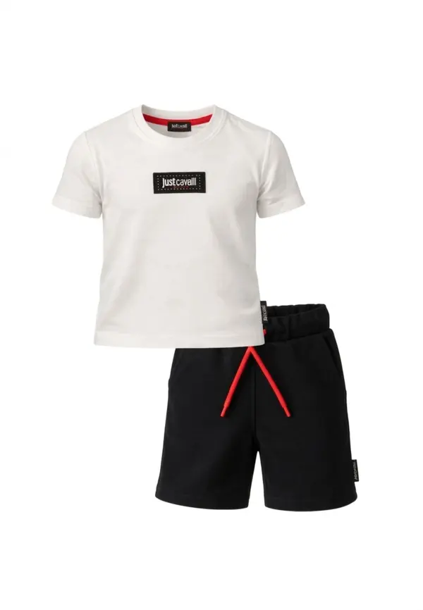 Box Logo T-Shirt & Contrast Drawstring Shorts Set