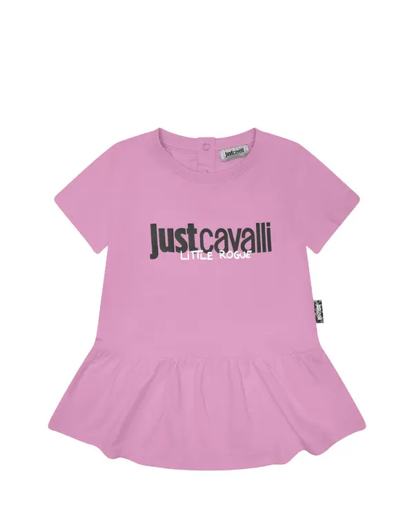 Logo Ruffle Hem Short Sleeve Dress