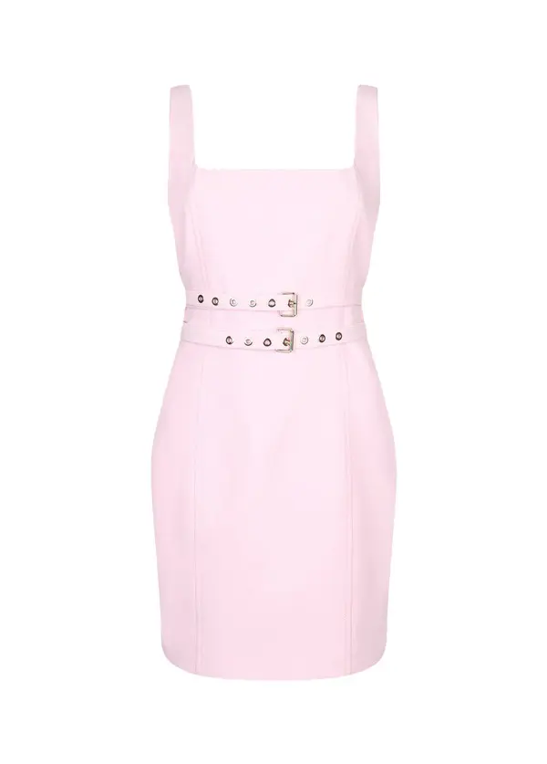 Slim Fit Short Sheath Dress with Buckles