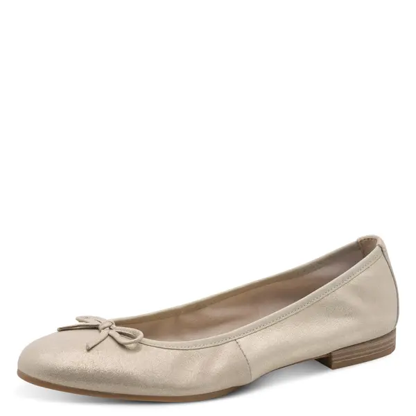 Metallic Round-Toe Ballerina with Bow Detail