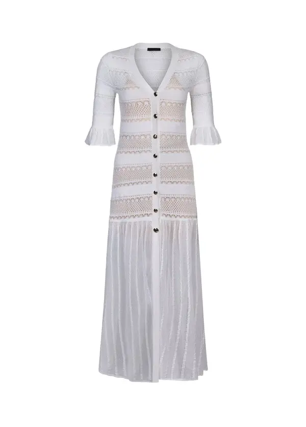 Openwork Design Long Knit Dress