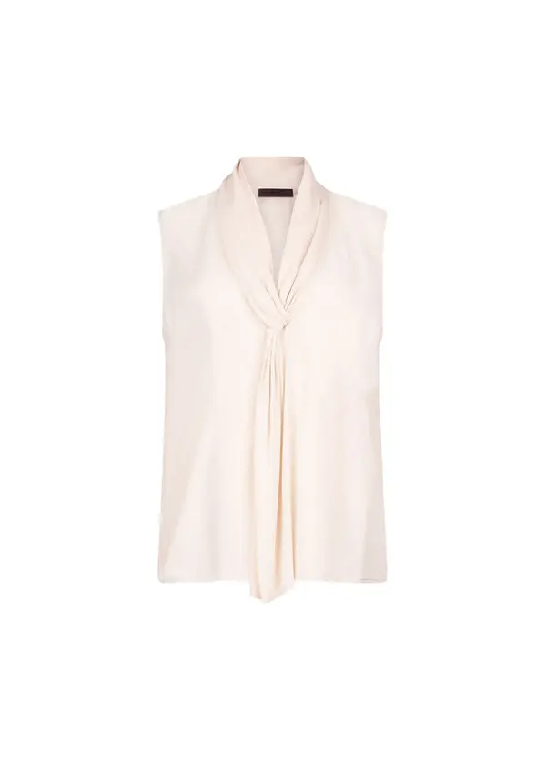 Classic V-neckline Top With An Elegant Tie-front Detail