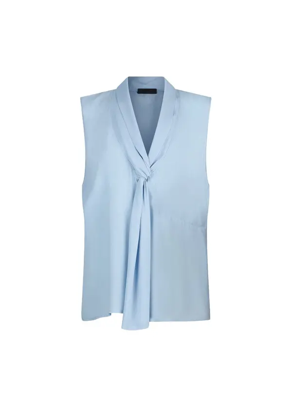 Classic V-neckline Top With An Elegant Tie-front Detail