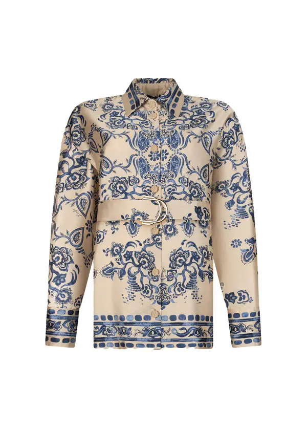 Foulard Print Satin Shirt Blouse