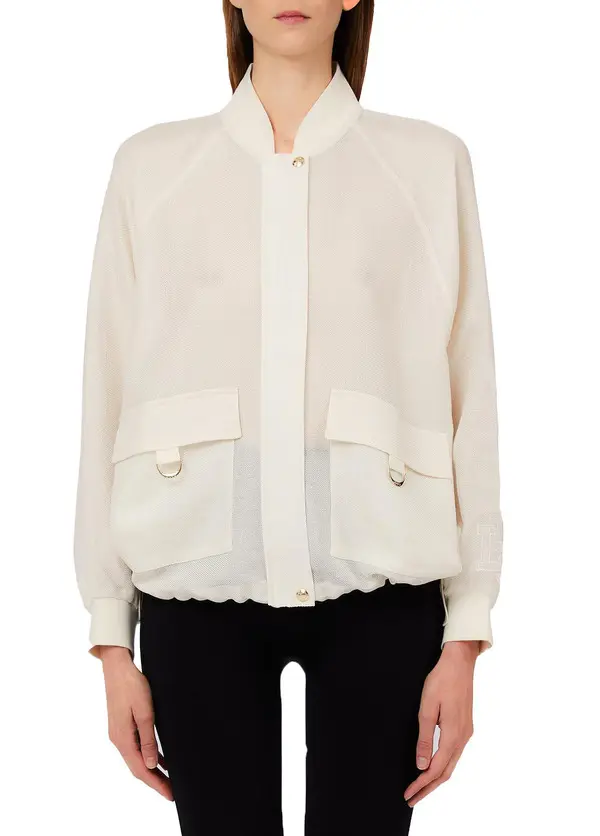 Mesh Bomber Jacket with Flap Pockets