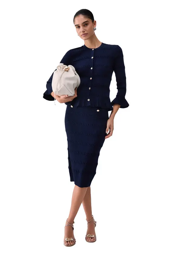 Slim Fit Knit Midi Skirt