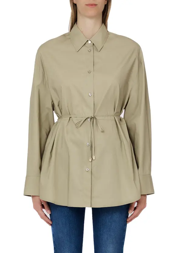 Cinched-Waist Poplin Shirt