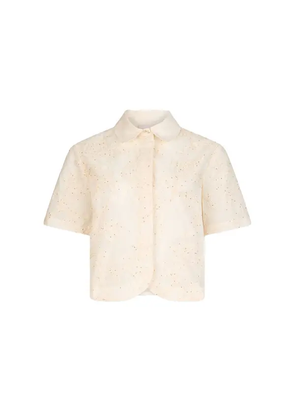 Cotton Muslin Shirt With Embroidery