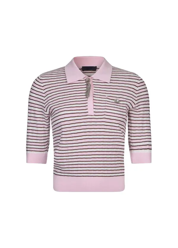 Striped Jumper Top With Bejewelled Details