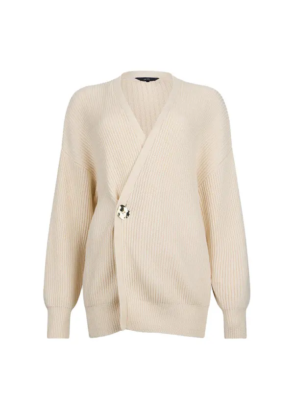 Long Fisherman's Rib Knit Cardigan