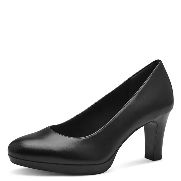Leather Platform Round Toe Leather Pump